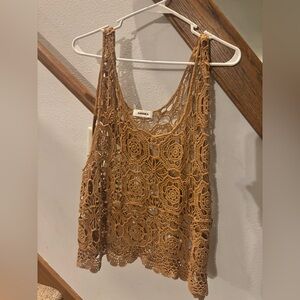 Aldora Brown Crochet Tank Top